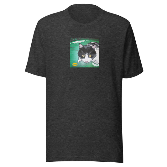 Black and White Cat on Green Grass Unisex t-shirt
