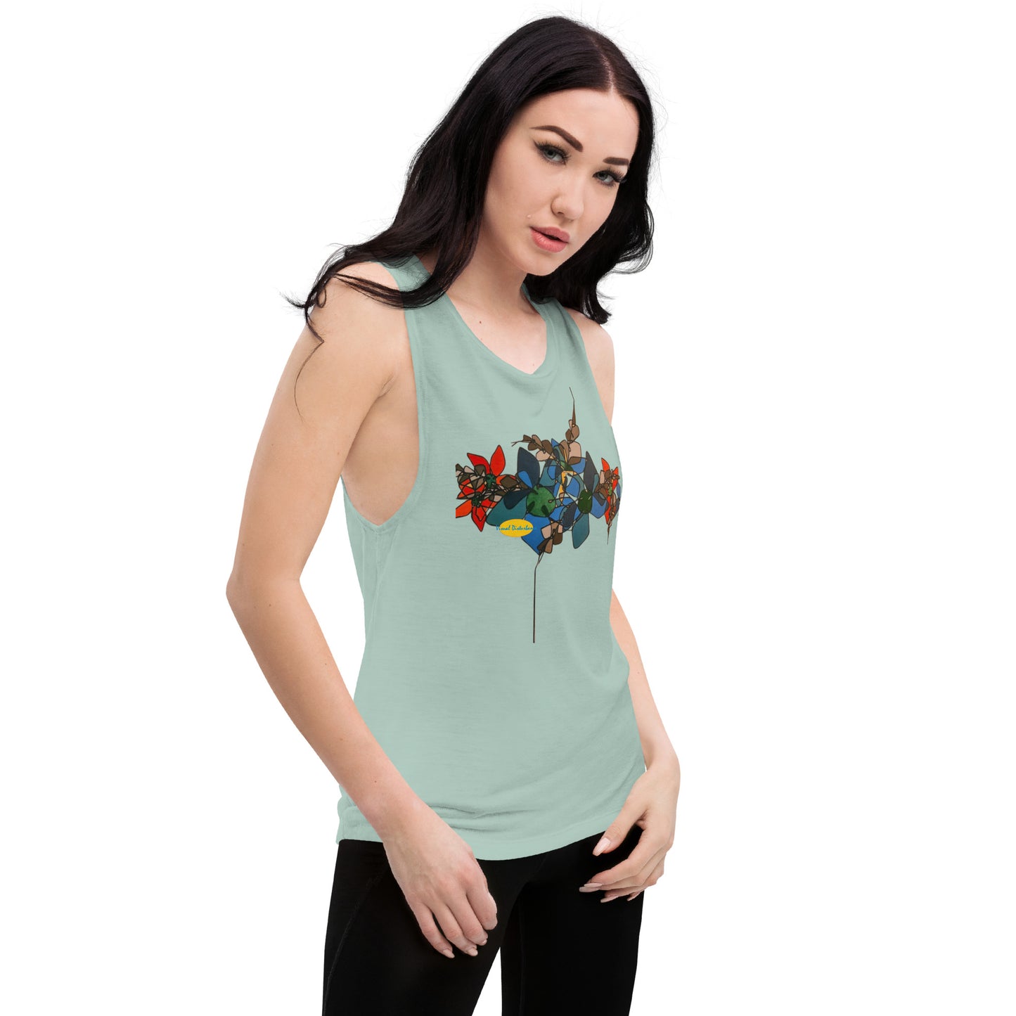Abstract Flowers in Red and Blue Ladies’ Muscle Tank