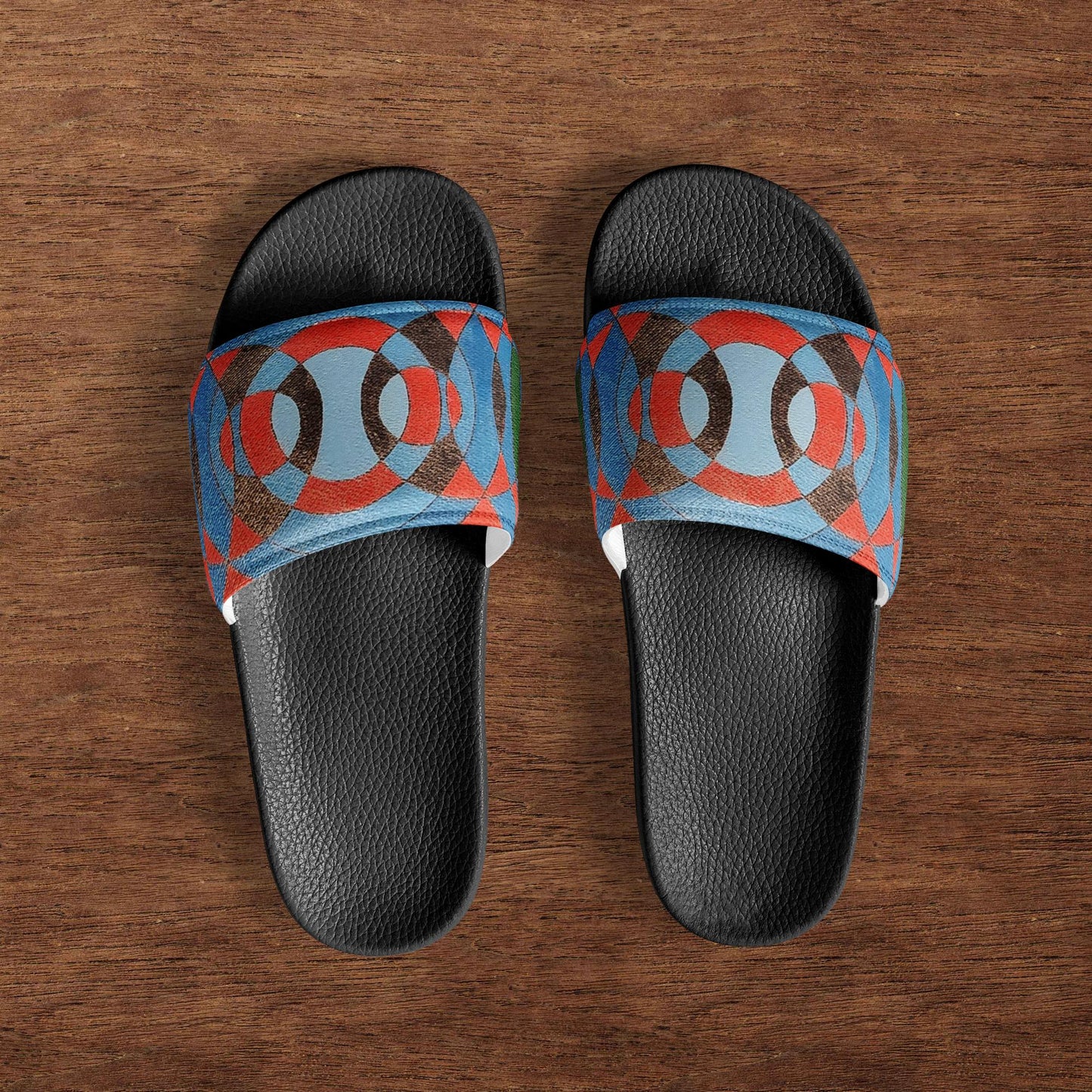 Never-ending circles Women's slides in red, blue and black
